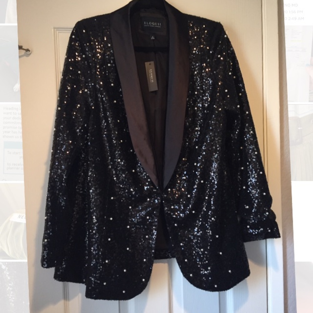 Black Sequin & Pearl Blazer *New with tags*